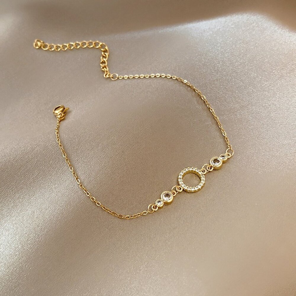 Women’s Adjustable Circle Zircon Bracelet Dainty Sparkly Jewelry